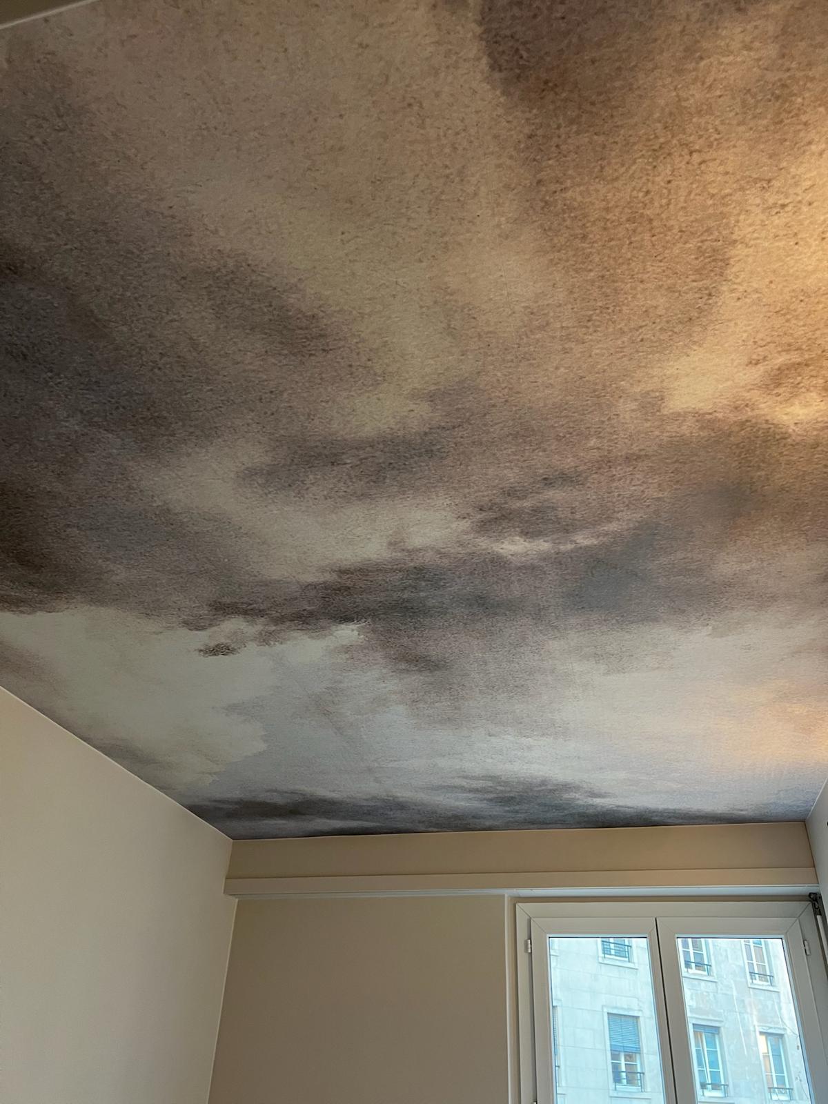 Plafond — papier peint panoramique effet ciel nuageux brun et beige